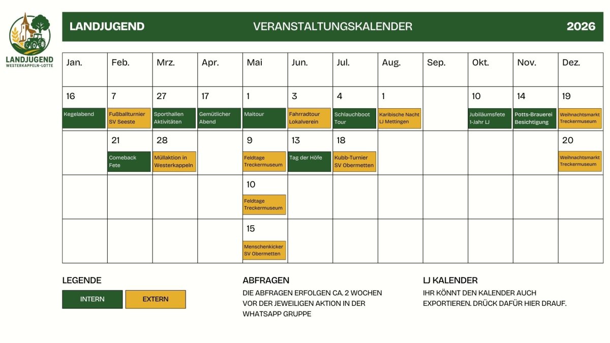 Veranstaltungskalender 2026